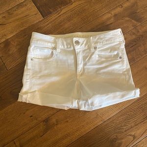 American Eagle white denim shorts